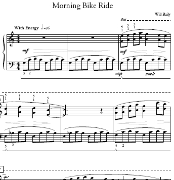 Morning Bike Ride Sheet Music and Sound Files for Piano Students